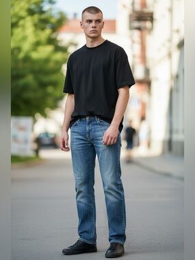 GAP Men's Washed Blue Straight Jeans